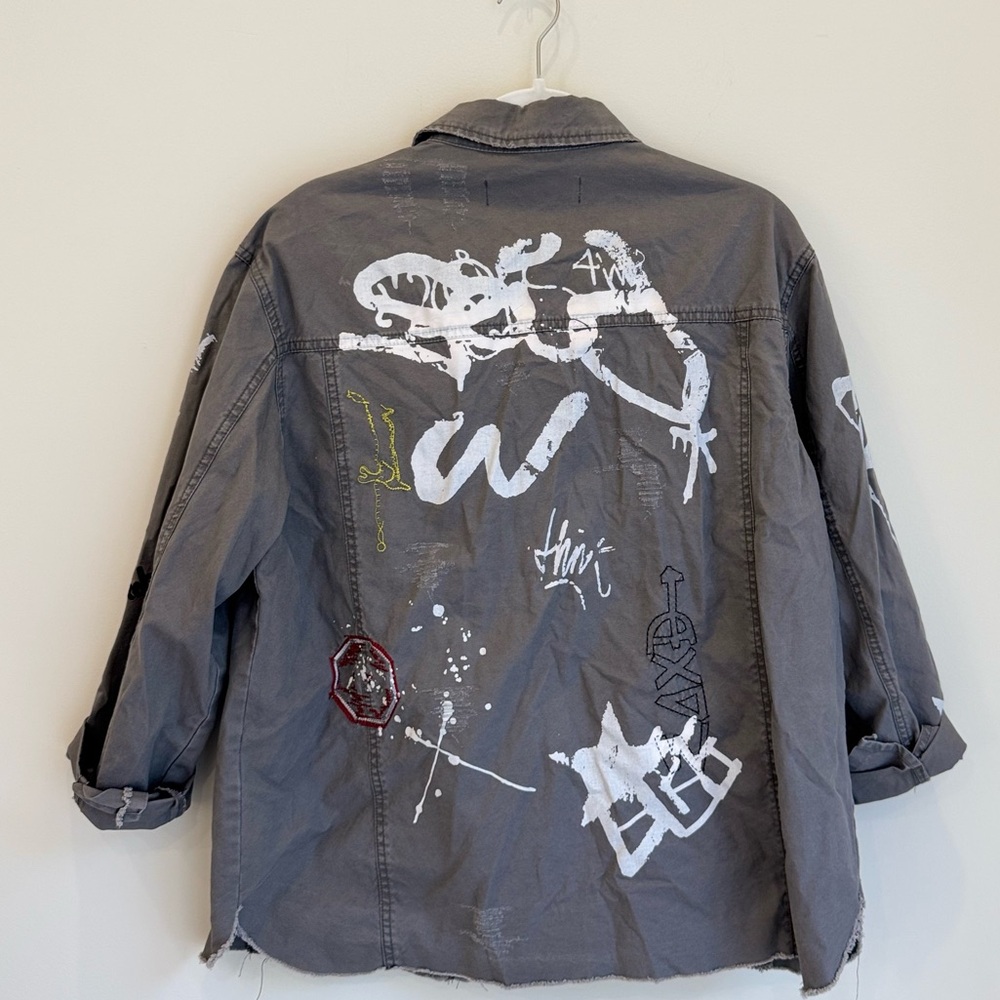 Zara Basic Graffiti Utility Jacket Custom Streetw… - image 5